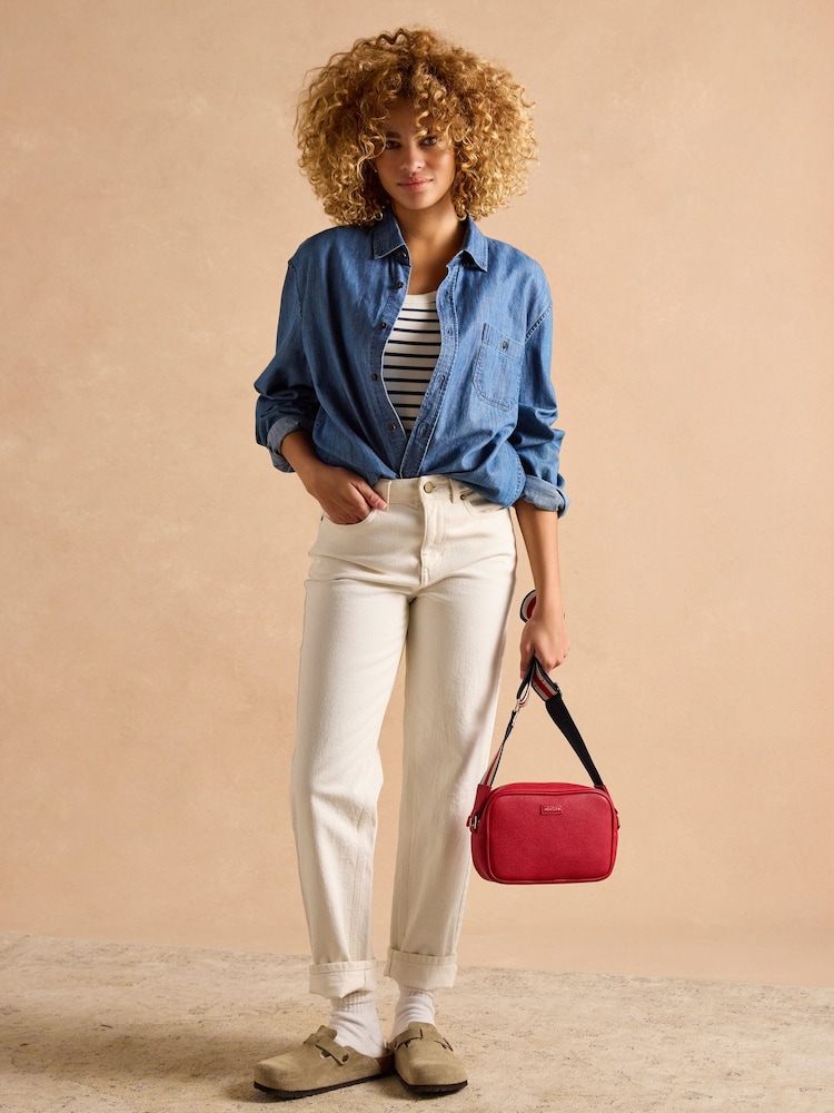 Joules Sofia Cream & Navy Stripe Ribbed Vest - Image 6 of 7
