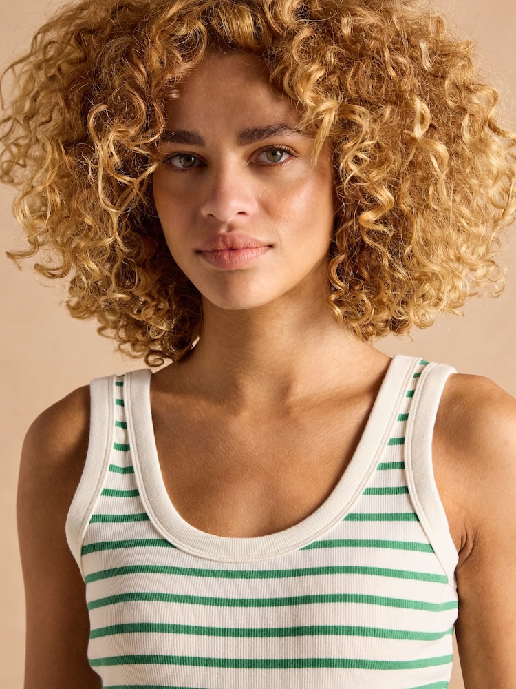 Joules Sofia Green Stripe Ribbed Vest - Image 3 of 7