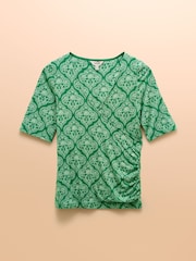 Joules Nia Green Wrap Front Jersey Top - Image 8 of 8