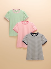 Joules 3 Pack Erin Pink/Green/Navy Multi Short Sleeve Tops - Image 1 of 16