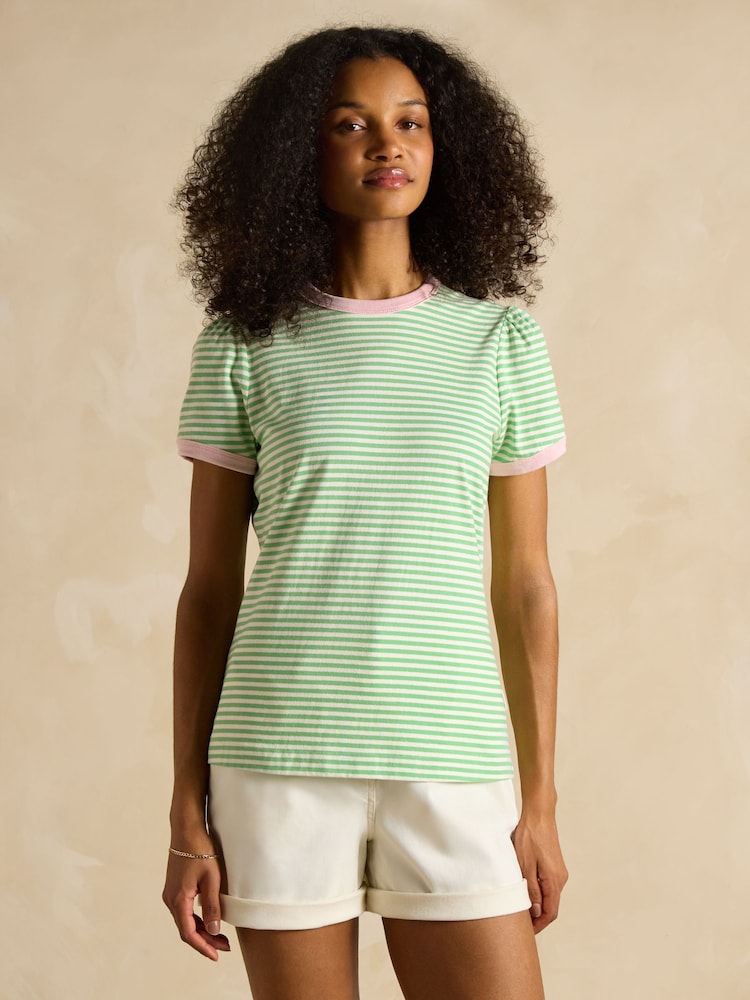 Joules 3 Pack Erin Pink/Green/Navy Multi Short Sleeve Tops - Image 2 of 16