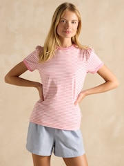 Joules 3 Pack Erin Pink/Green/Navy Multi Short Sleeve Tops - Image 3 of 16