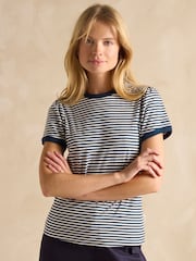 Joules 3 Pack Erin Pink/Green/Navy Multi Short Sleeve Tops - Image 4 of 16