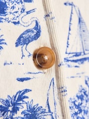 Joules Harbour Blue Toile de Jouy Button Down Cotton Tank - Image 5 of 11