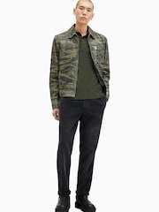 AllSaints Green Mode Merino Long Sleeve Polo Shirt - Image 3 of 6