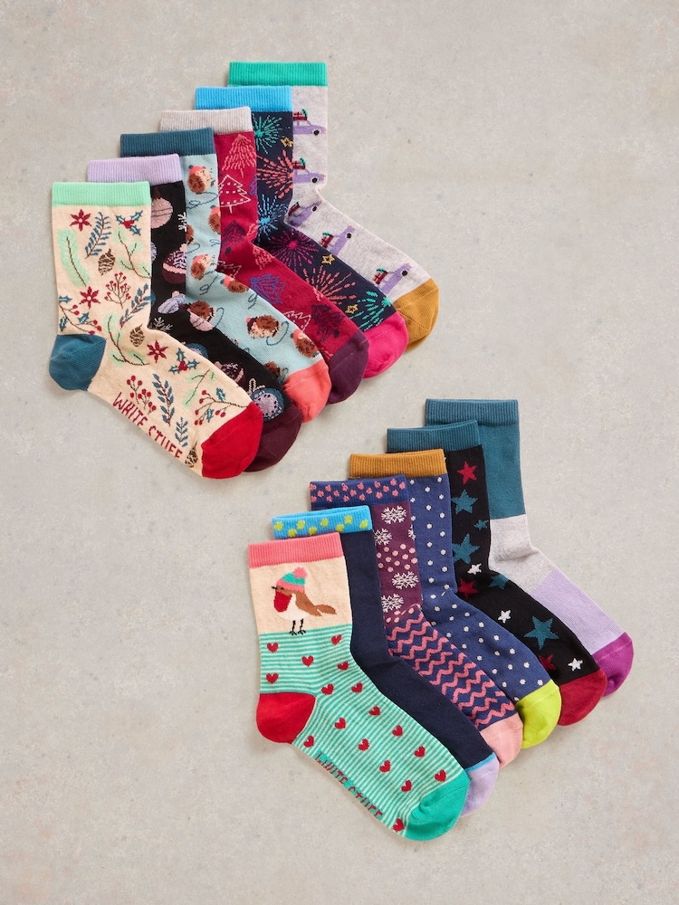 White Stuff Pink 12 Days Womens Christmas Advent Socks - Image 4 of 4