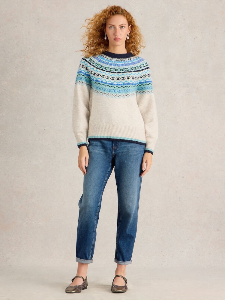 White Stuff Natural Frosted Fairisle Pattern Jumper - Image 1 of 6 White Stuff Natural Frosted Fairisle Pattern Jumper - Image 1 of 6