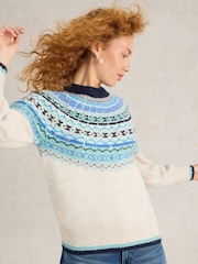 White Stuff Natural Frosted Fairisle Pattern Jumper - Image 3 of 6