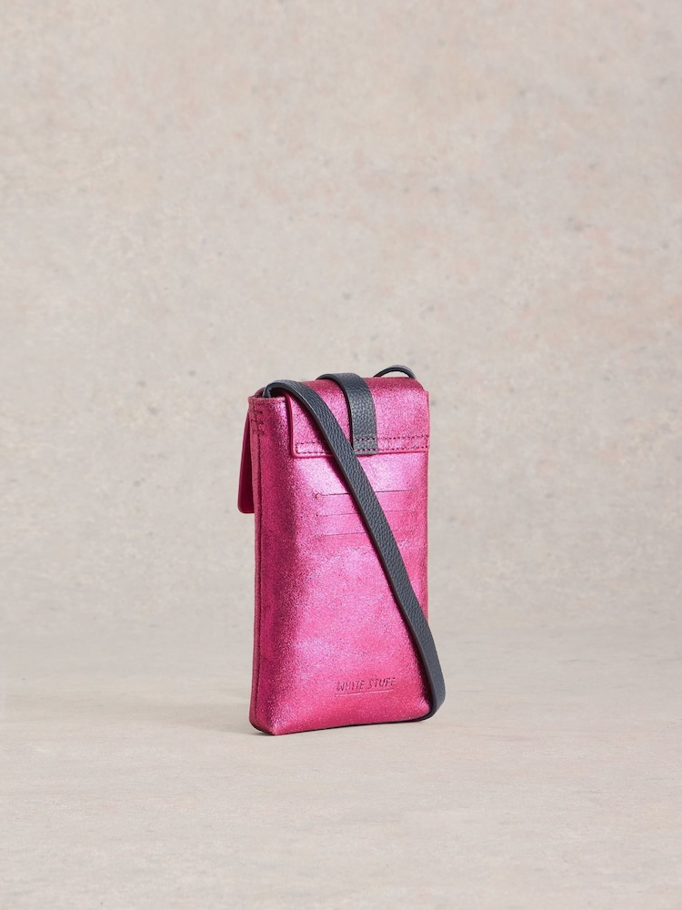 White Stuff Metallic Clara Buckle Leather Phone Bag - Image 3 of 3