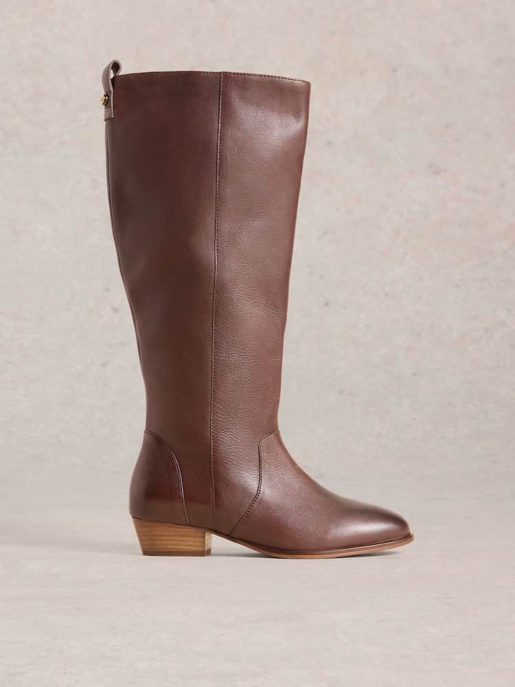 White Stuff Brown Wide Fit Leather Knee Boots - Image 1 of 4 White Stuff Brown Wide Fit Leather Knee Boots - Image 1 of 4