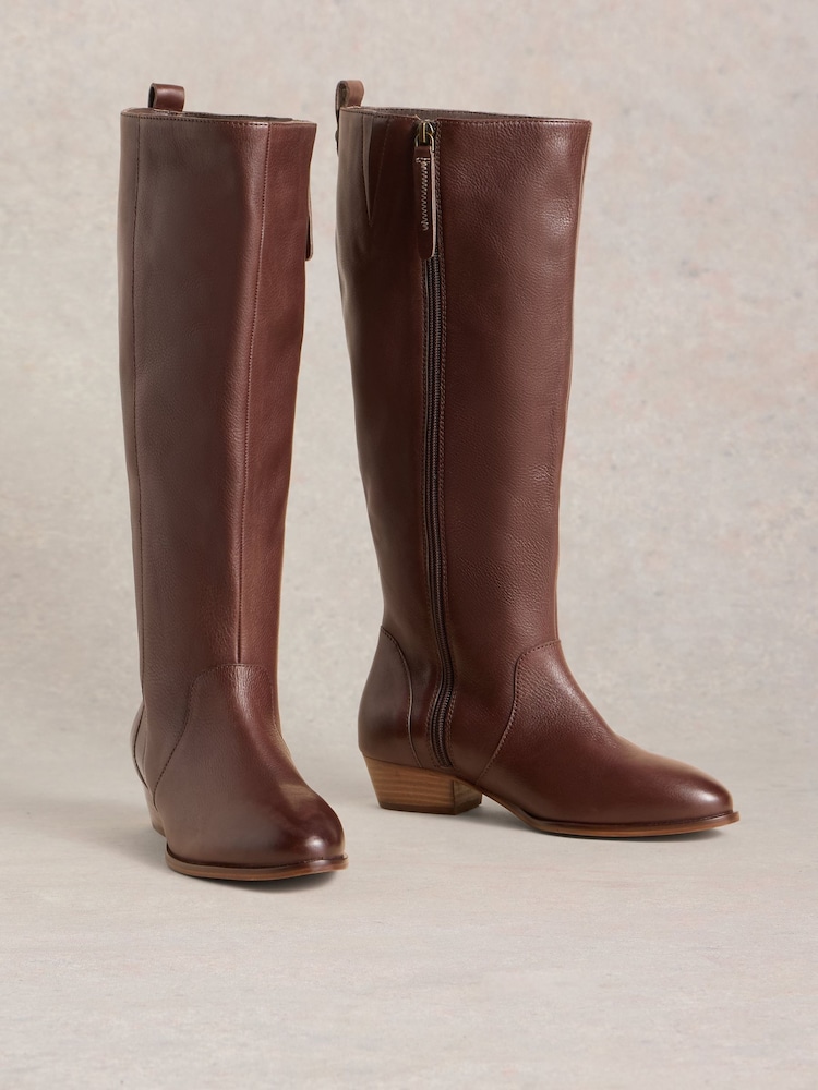 White Stuff Brown Wide Fit Leather Knee Boots - Image 2 of 4 White Stuff Brown Wide Fit Leather Knee Boots - Image 2 of 4