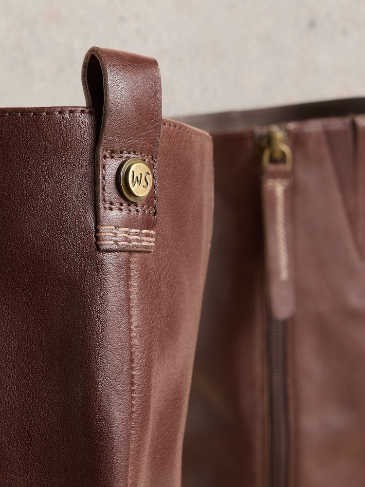 White Stuff Brown Wide Fit Leather Knee Boots - Image 4 of 4 White Stuff Brown Wide Fit Leather Knee Boots - Image 4 of 4