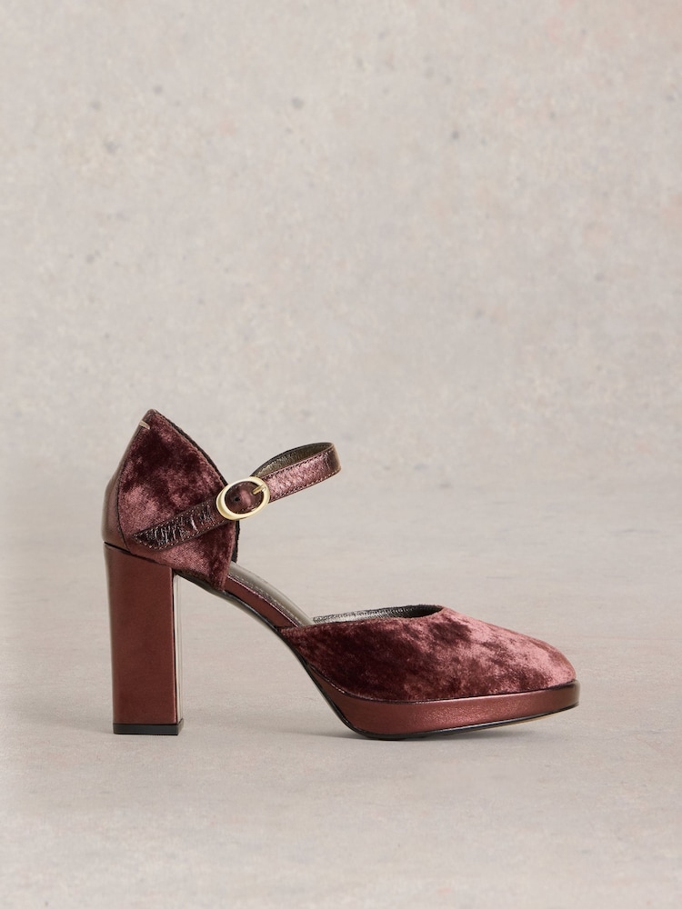White Stuff Purple Priscilla Velvet Platform Shoes - Image 1 of 4