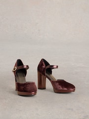 White Stuff Purple Priscilla Velvet Platform Shoes - Image 2 of 4