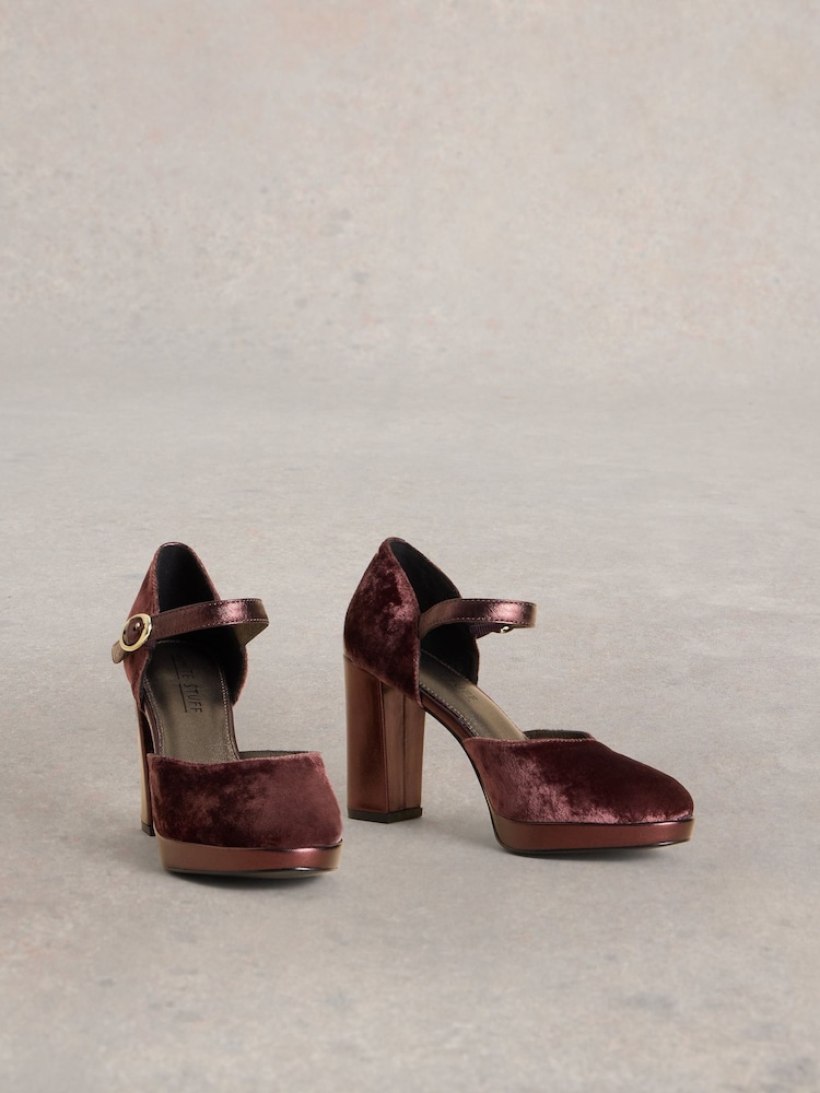 White Stuff Purple Priscilla Velvet Platform Shoes - Image 2 of 4