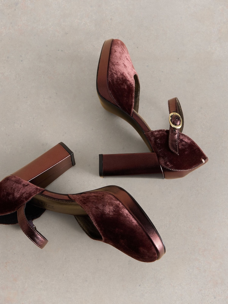 White Stuff Purple Priscilla Velvet Platform Shoes - Image 4 of 4