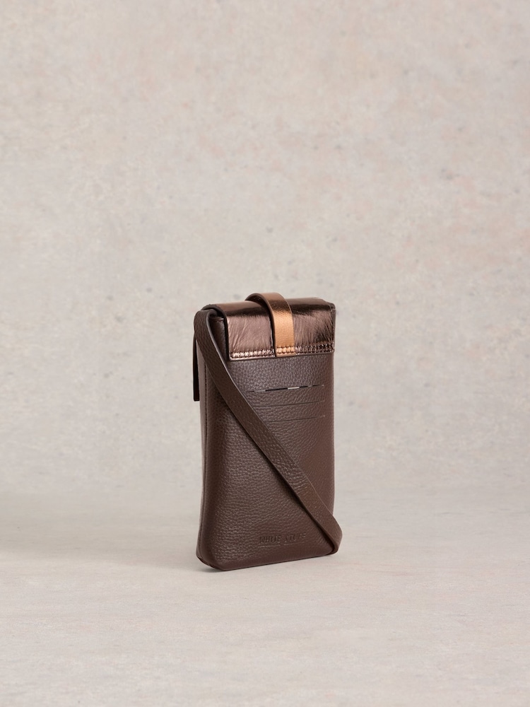 White Stuff White Gold Clara Buckle Leather Phone Bag - Image 3 of 3