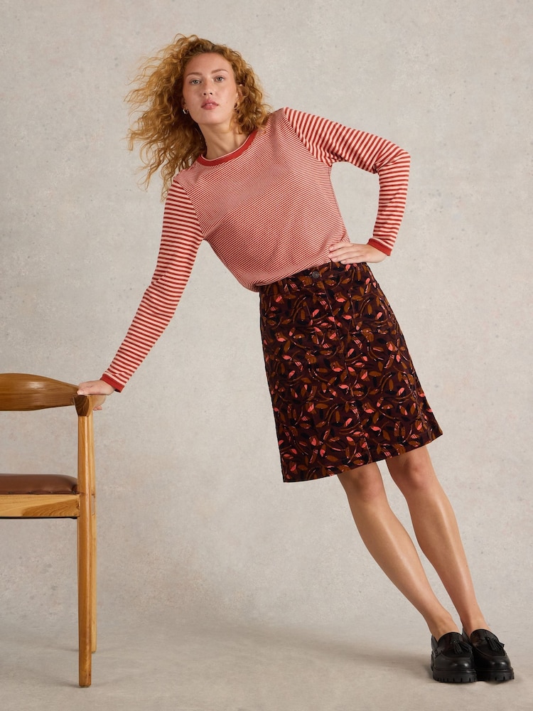 White Stuff Purple Melody Organic Cord Skirt - Image 2 of 6