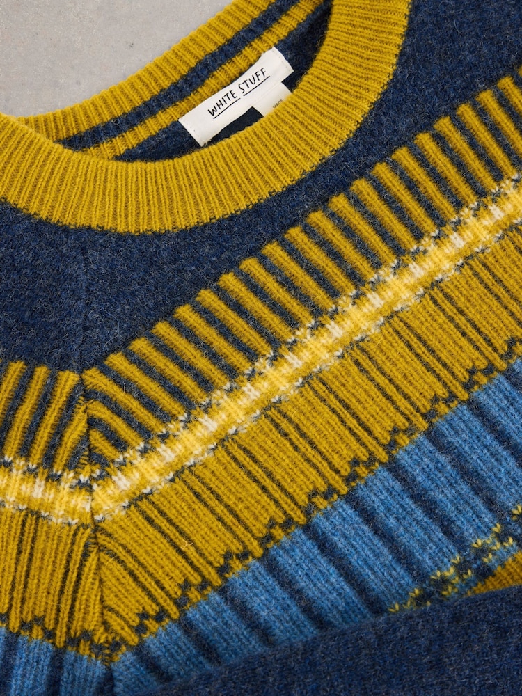 White Stuff Blue Block Fairisle Pattern Crew Neck Jumper - Image 6 of 6 White Stuff Blue Block Fairisle Pattern Crew Neck Jumper - Image 6 of 6