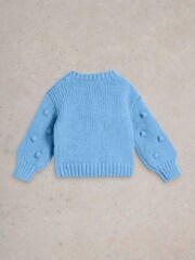 White Stuff Blue Pom Pom Jumper - Image 2 of 3