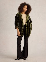 White Stuff Green Opal Velvet Kimono Jacket - Image 1 of 6