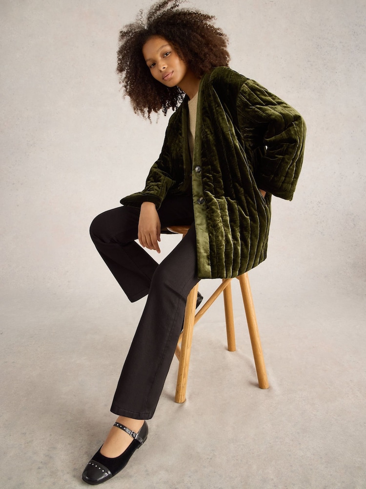 White Stuff Green Opal Velvet Kimono Jacket - Image 2 of 6
