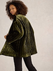 White Stuff Green Opal Velvet Kimono Jacket - Image 3 of 6