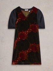 White Stuff Green Cleo Velvet Mix Dress - Image 5 of 6