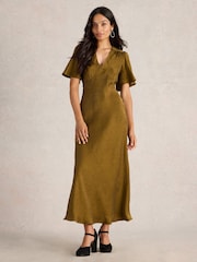 White Stuff Green Darcy Bias Cut Dress - Image 1 of 6
