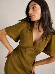 White Stuff Green Darcy Bias Cut Dress - Image 3 of 6