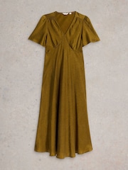 White Stuff Green Darcy Bias Cut Dress - Image 5 of 6