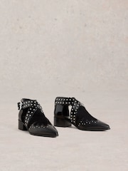 White Stuff Black Studded Ankle Boots - Image 2 of 5