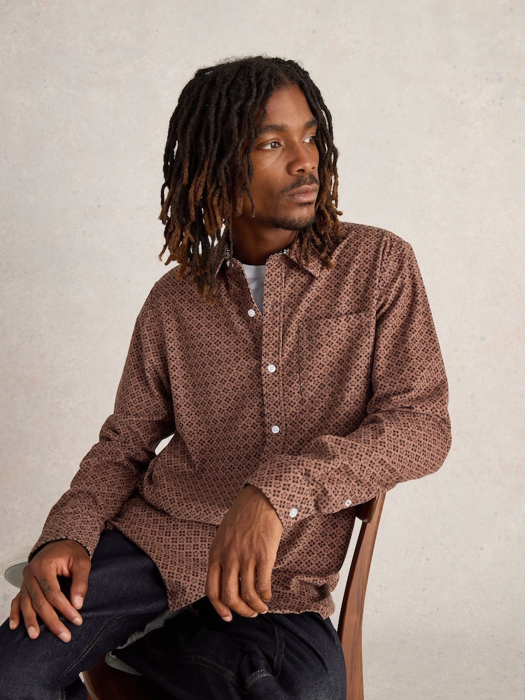 White Stuff Pink Geo Printed Cord 100% Cotton Shirt - Image 1 of 4
