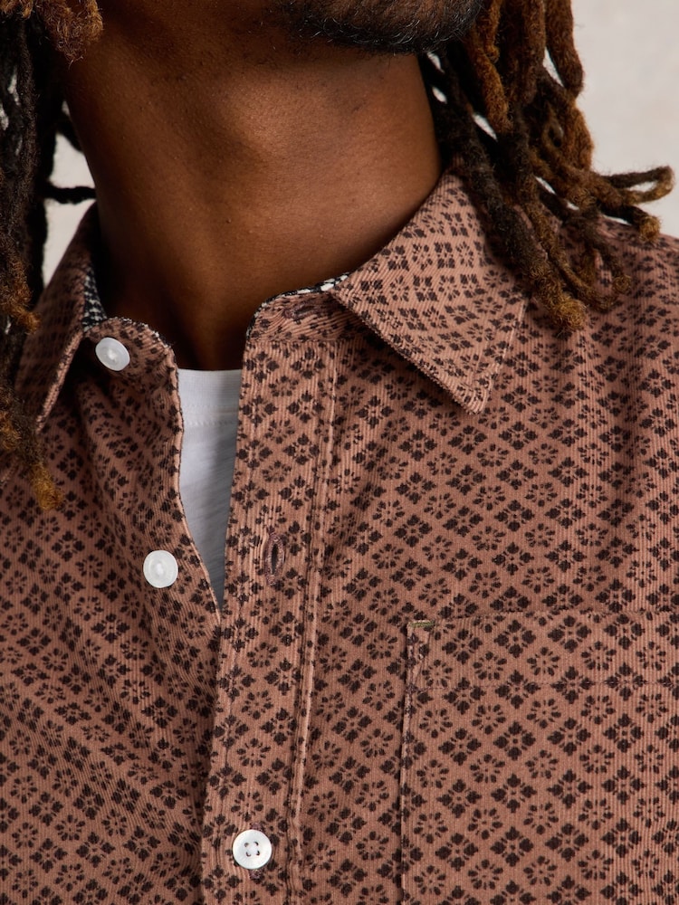 White Stuff Pink Geo Printed Cord 100% Cotton Shirt - Image 4 of 4