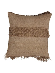 Light & Living Brown 100% Cotton Luani Fringed Cushion - Image 1 of 5