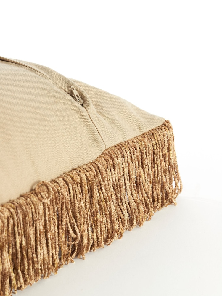 Light & Living Brown 100% Cotton Luani Fringed Cushion - Image 2 of 5