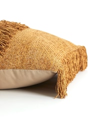 Light & Living Tan Brown 100% Cotton Luani Fringed Cushion - Image 2 of 4