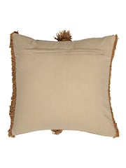 Light & Living Tan Brown 100% Cotton Luani Fringed Cushion - Image 3 of 4