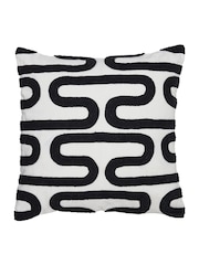 Light & Living Black 100% Cotton Oshawa Geometric Texture Cushion - Image 2 of 4