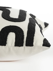 Light & Living Black 100% Cotton Oshawa Geometric Texture Cushion - Image 4 of 4