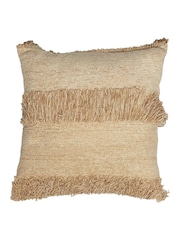 Light & Living White 100% Cotton Luani Fringed Cushion - Image 1 of 5