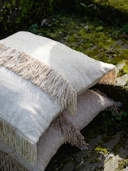 Light & Living White 100% Cotton Luani Fringed Cushion - Image 4 of 5