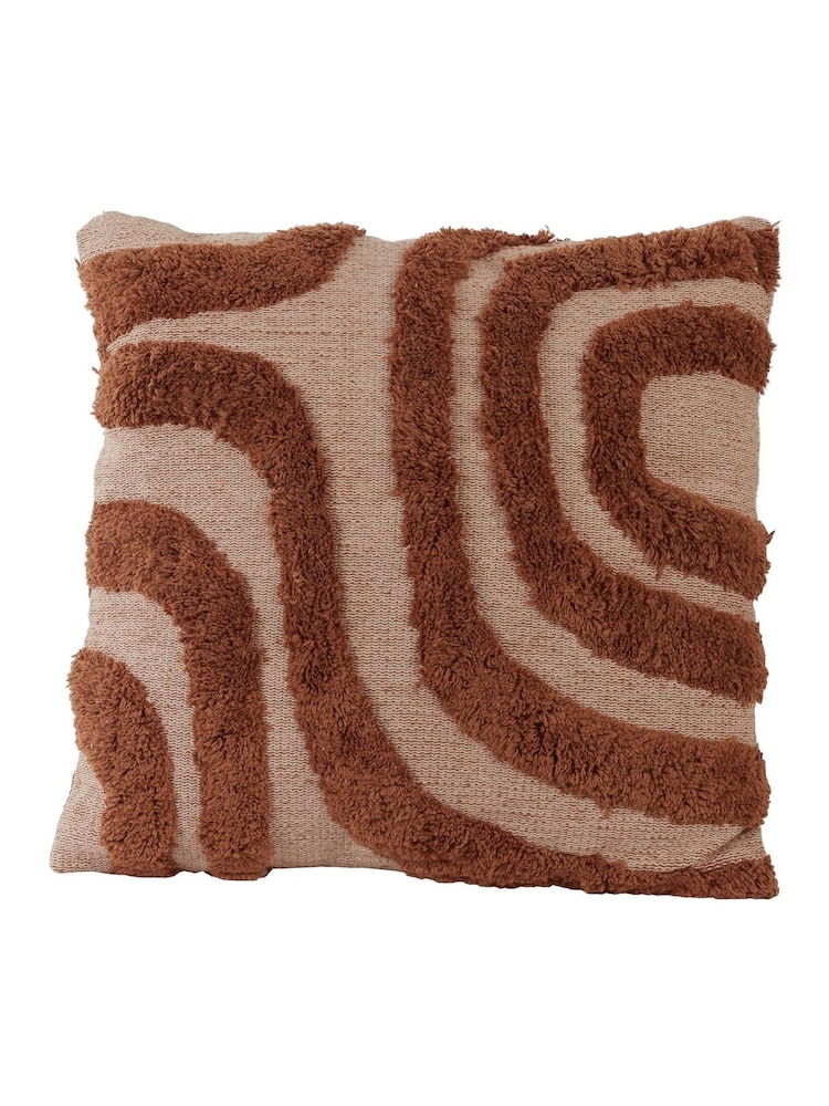 Light & Living Brown Sakala Tufted Wave Cushion - Image 2 of 4 Light & Living Brown Sakala Tufted Wave Cushion - Image 2 of 4