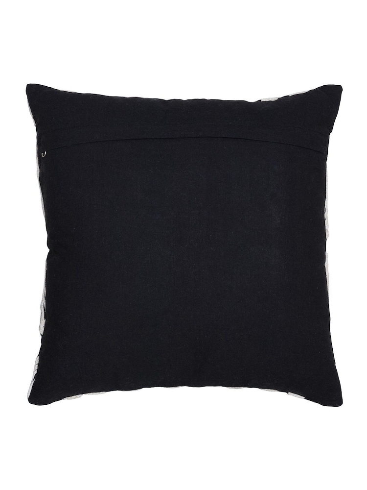 Light & Living Black 100% Cotton Oshawa Geometric Texture Cushion - Image 3 of 3 Light & Living Black 100% Cotton Oshawa Geometric Texture Cushion - Image 3 of 3