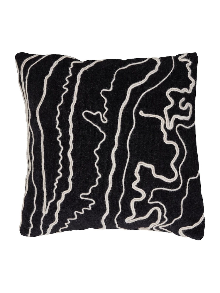 Light & Living Black Castro Braided Cushion - Image 1 of 4 Light & Living Black Castro Braided Cushion - Image 1 of 4