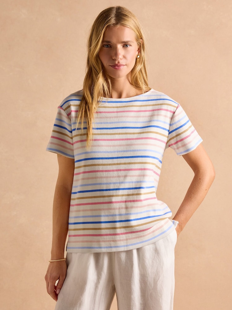 Joules Harbour Multi Short Sleeve Boat Neck Breton Top - Image 1 of 9