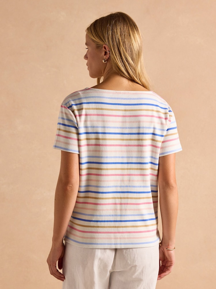 Joules Harbour Multi Short Sleeve Boat Neck Breton Top - Image 2 of 9
