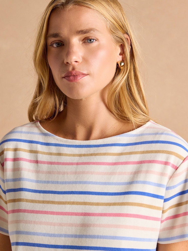 Joules Harbour Multi Short Sleeve Boat Neck Breton Top - Image 3 of 7