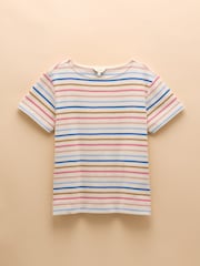 Joules Harbour Multi Short Sleeve Boat Neck Breton Top - Image 7 of 9