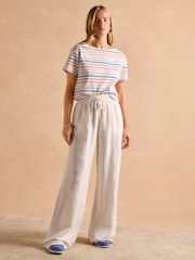 Joules Harbour Multi Short Sleeve Boat Neck Breton Top - Image 8 of 9